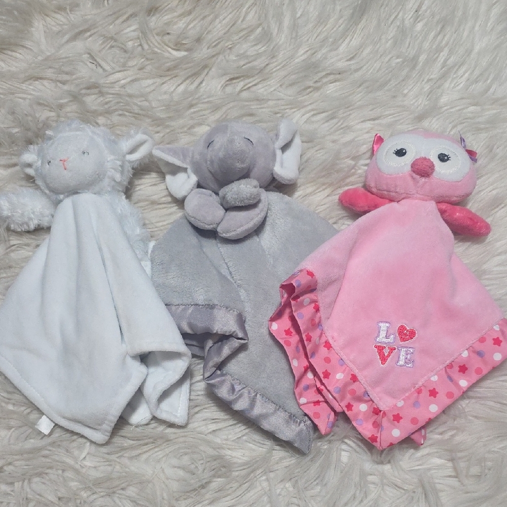 (3) Infant Security Plushies- Mixed Brands
